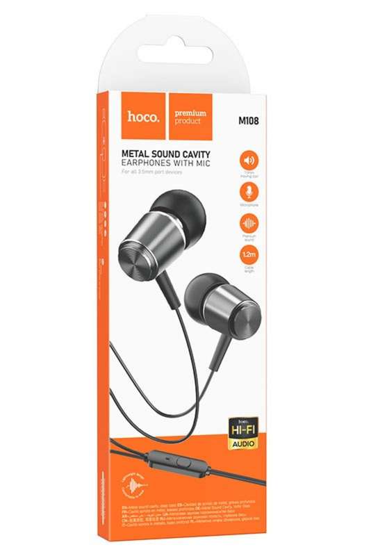 HOCO M108 Wired Earphones 3.5mm Spring With Mic