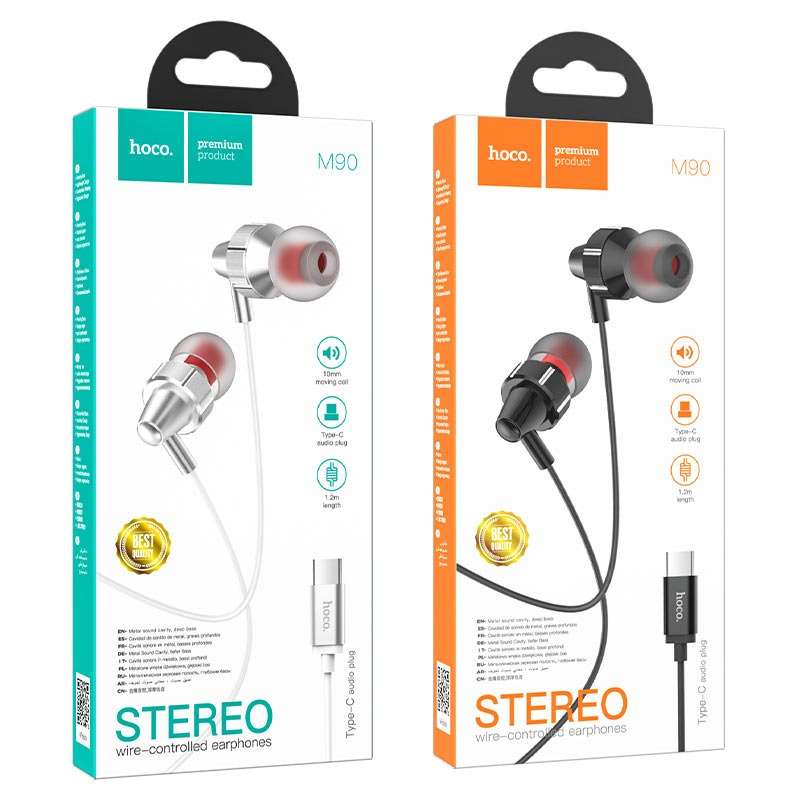 HOCO M90 Wired Earphones Type-C  Delight With Mic