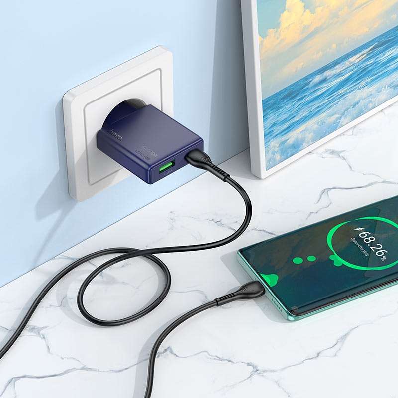 HOCO N45 Dual Port Wall Charger Set PD30W + QC3.0 Cable Set Type C to Type C