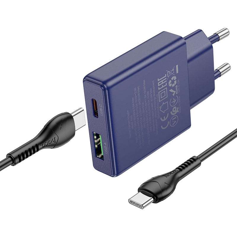 HOCO N45 Dual Port Wall Charger Set PD30W + QC3.0 Cable Set Type C to Type C