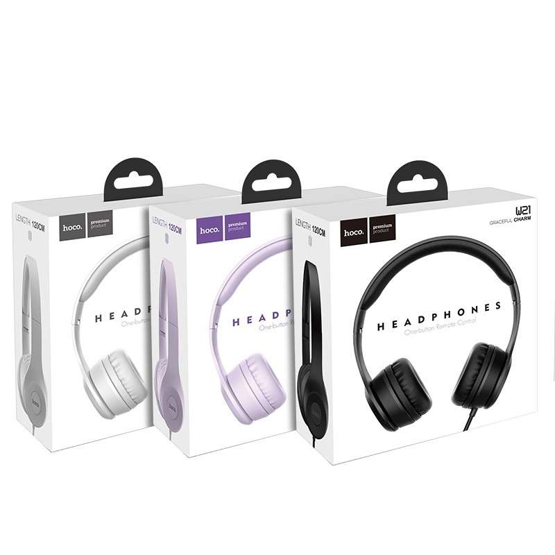 HOCO W21 Wired Headphones  Graceful Charm Headset With Mic
