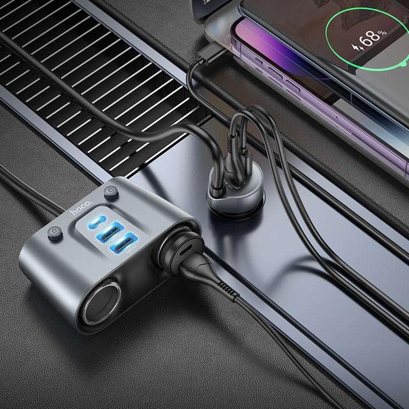 HOCO Z51 Cigarette Lighter Car Charger 7 Port Adapter 147W