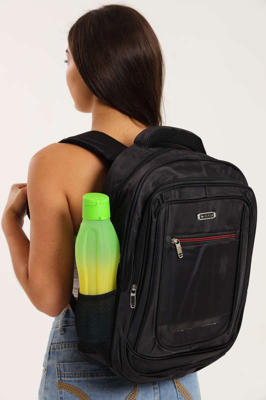 Kids Black School Bag With Multiple Compartments &amp; Free Water Bottle 400mm X 300mm