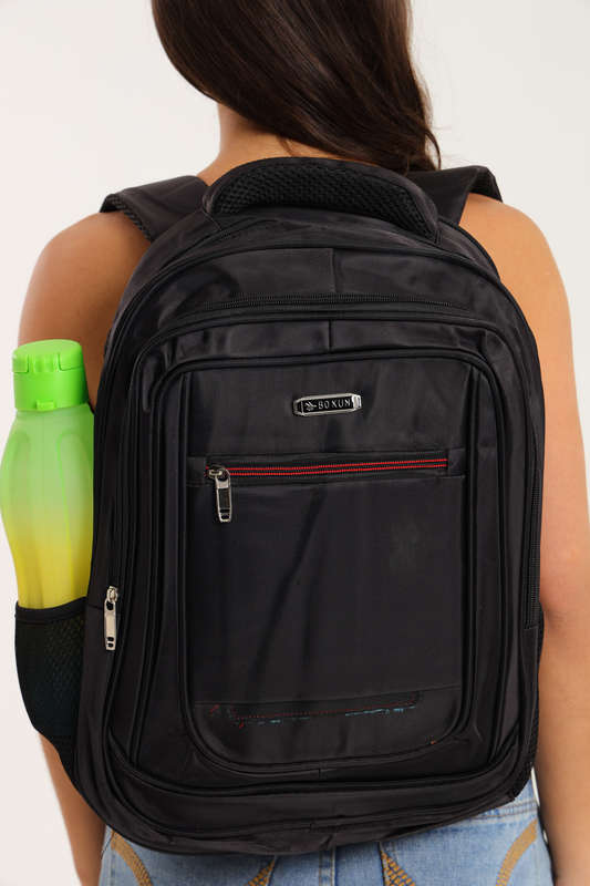 Kids Black School Bag With Multiple Compartments &amp; Free Water Bottle 400mm X 300mm