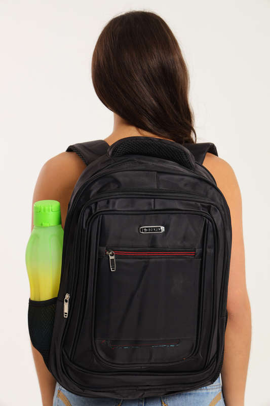Kids Black School Bag With Multiple Compartments &amp; Free Water Bottle 400mm X 300mm