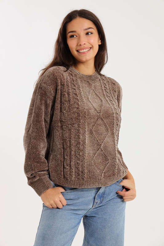 Ladies Cozy Plush Long Sleeve Pullover Sweater Jersey