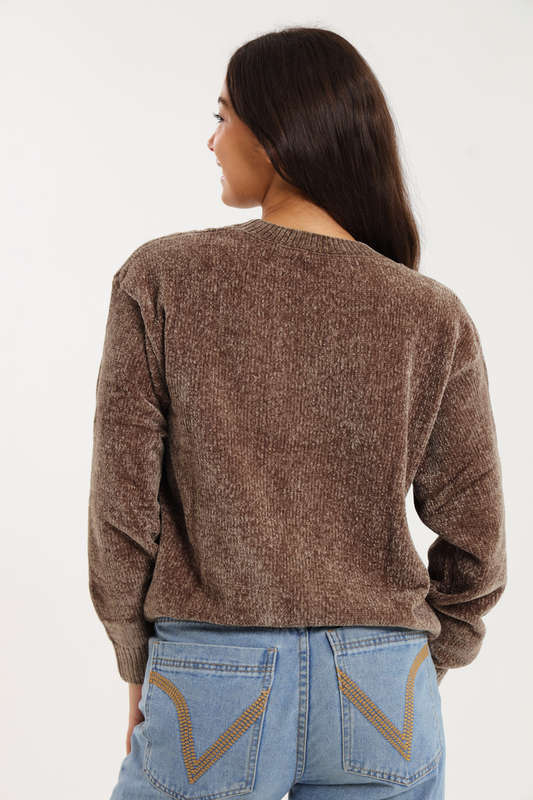 Ladies Cozy Plush Long Sleeve Pullover Sweater Jersey