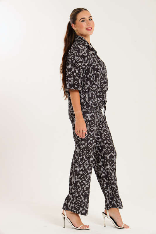 Leah Abstract Print Ladies 2 Piece Shirt and Trouser Co-Ord Set