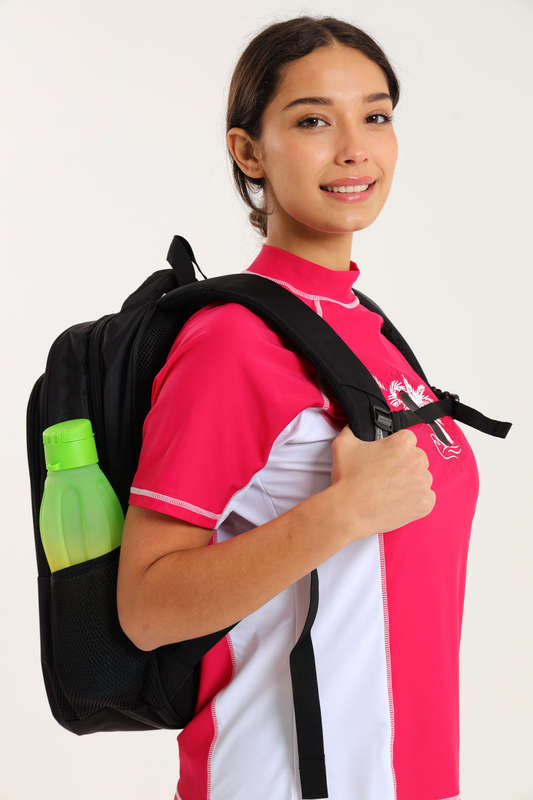 Powerland Black School Bag Backpack or Laptop Bag With Free Water Bottle 450mm X 350mm