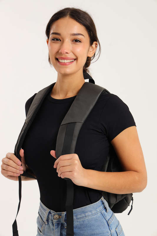 Powerland Laptop Backpack Grey School Bag With Multiple Compartments &amp; Free Water Bottle
