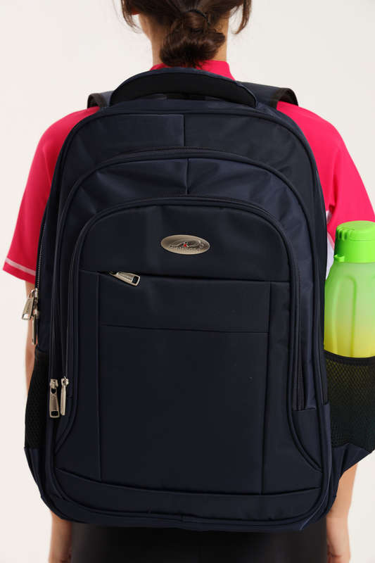 Powerland Large Navy School Backpack or Laptop Bag With Free Water Bottle 500mm X 390mm