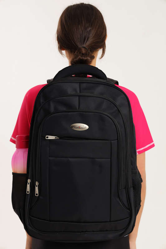 Powerland Large Black School Backpack or Laptop Bag With Free Water Bottle 500mm X 390mm