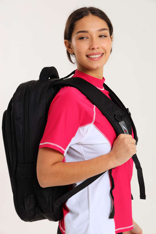 Powerland Large Black School Backpack or Laptop Bag With Free Water Bottle 500mm X 390mm