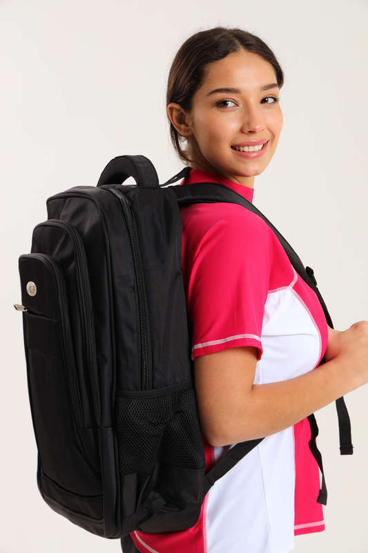 Powerland Large Black School Backpack or Laptop Bag With Free Water Bottle 500mm X 390mm