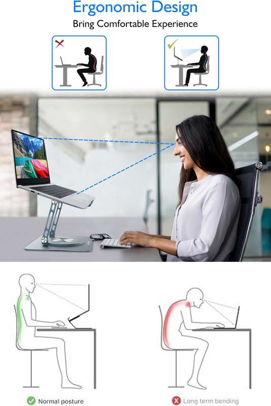 XO-C135 Aluminum 360 Degree Rotatable &amp; Height Adjustable Laptop Stand