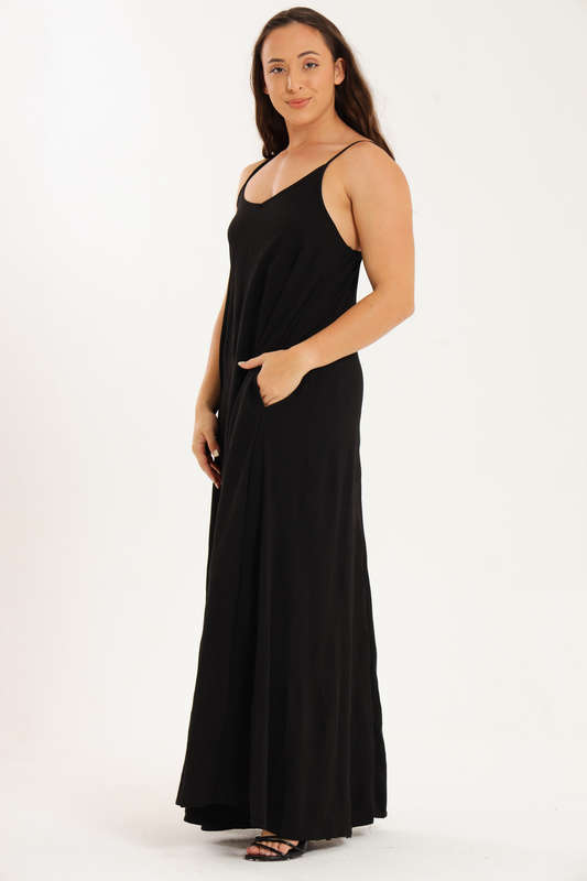 Valeria Strappy Maxi Dress With Pockets