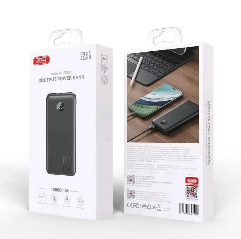 XO PR238 Fast Charging Power Bank With Dual USB Port 10000mAh Digital