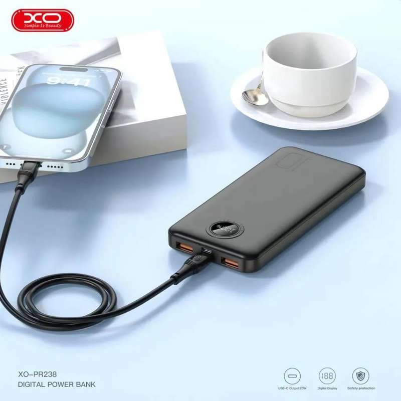 XO PR238 Fast Charging Power Bank With Dual USB Port 10000mAh Digital
