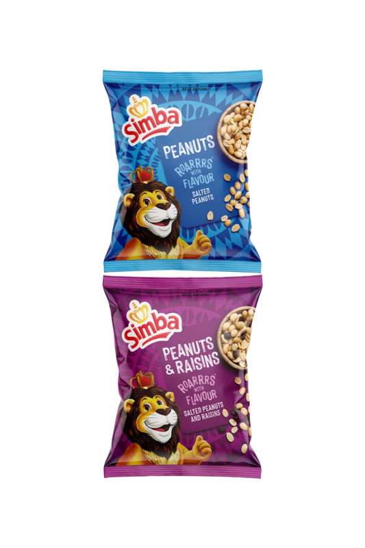 2 Pack Simba Salted Peanuts-Raisins &amp; Salted Bag 50g Per Bag