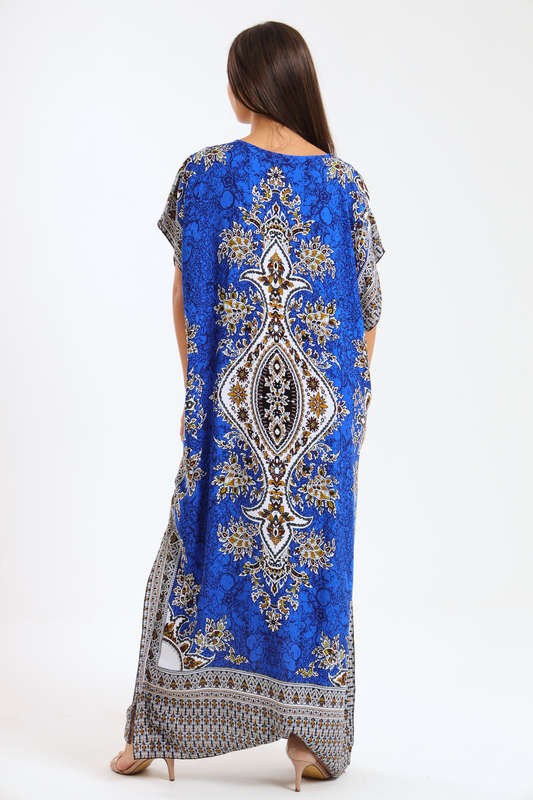 Athena Floral Print Cotton Kaftan Maxi Dress