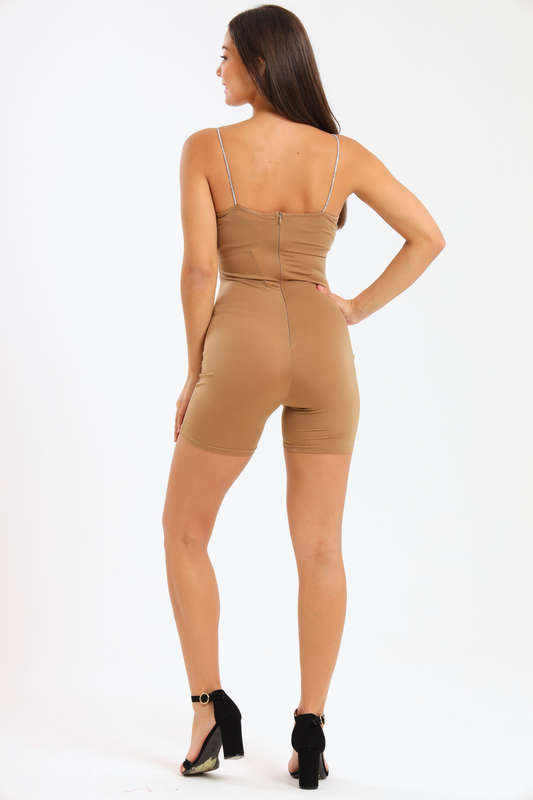 Boom Luxury Strappy SculptKnit Onesie Bodysuit Crystal Straps