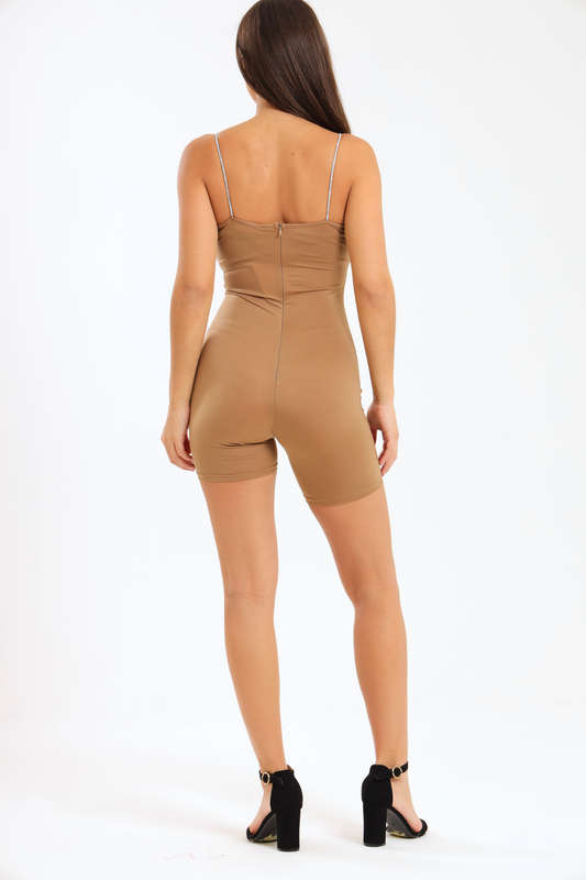 Boom Luxury Strappy SculptKnit Onesie Bodysuit Crystal Straps