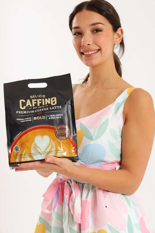 DELIZIO CAFFINO Bold Premium Coffee Latte Strong &amp; Less Sugar, Real Milk &amp; Coffee 540g - ...