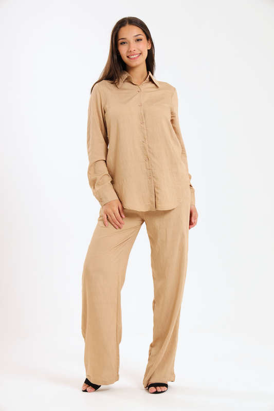 Essential Linen-Blend Relaxed Pant &amp; Shirt Set