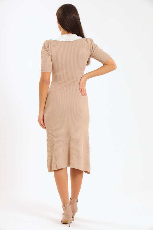 Ladies Classic Button Down Jersey Midi Dress