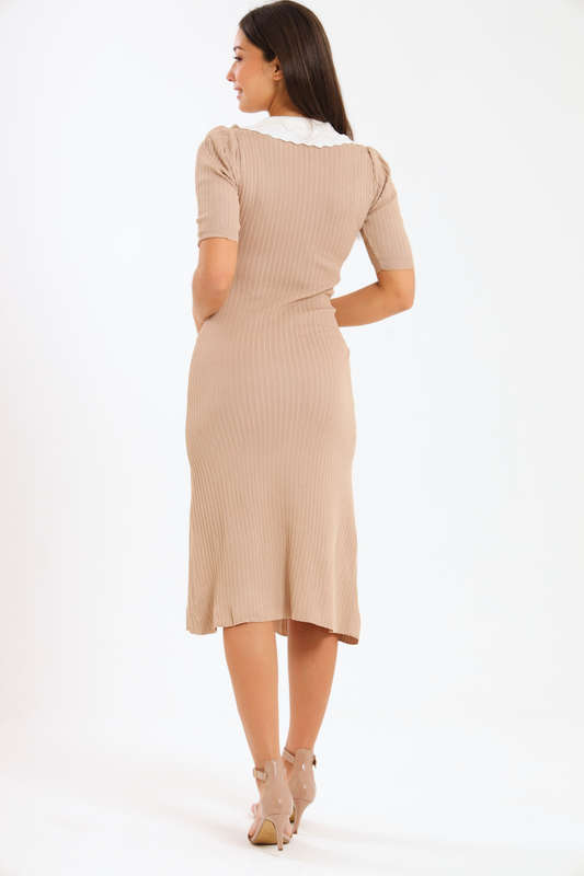 Ladies Classic Button Down Jersey Midi Dress