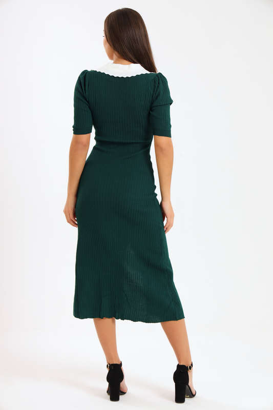 Ladies Classic Button Down Jersey Midi Dress