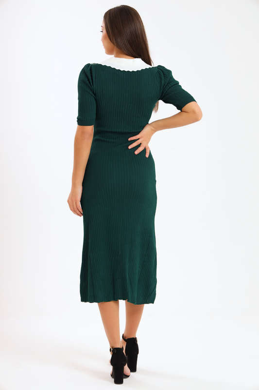 Ladies Classic Button Down Jersey Midi Dress