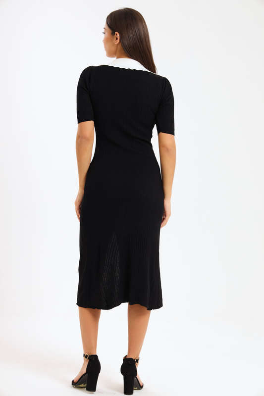 Ladies Classic Button Down Jersey Midi Dress