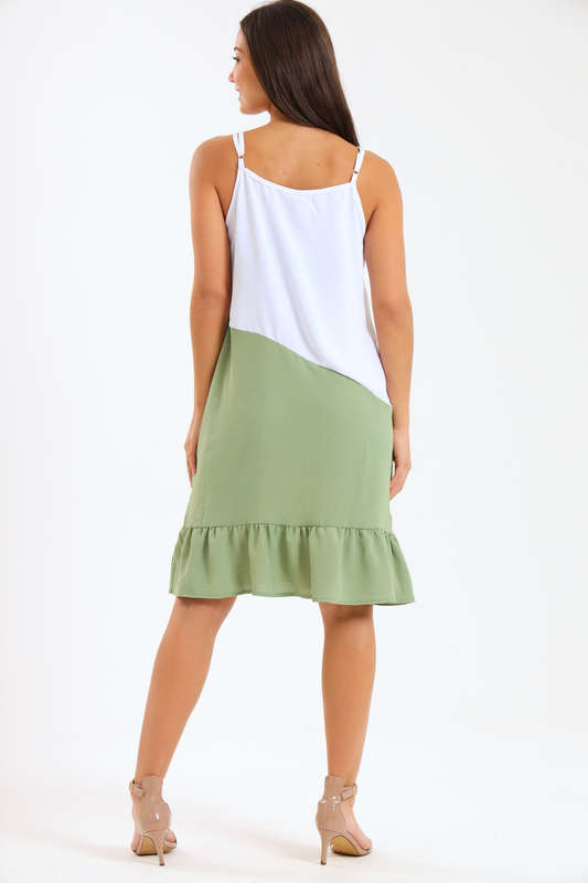 Ladies Colourblock Strappy Summer Dress