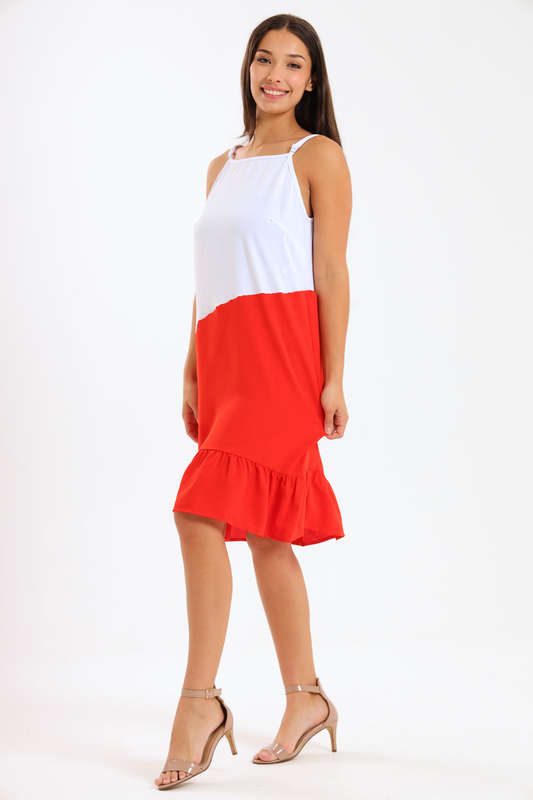 Ladies Colourblock Strappy Summer Dress