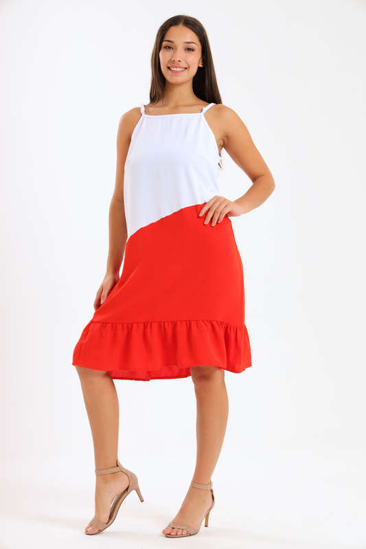 Ladies Colourblock Strappy Summer Dress