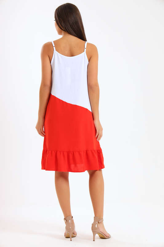 Ladies Colourblock Strappy Summer Dress