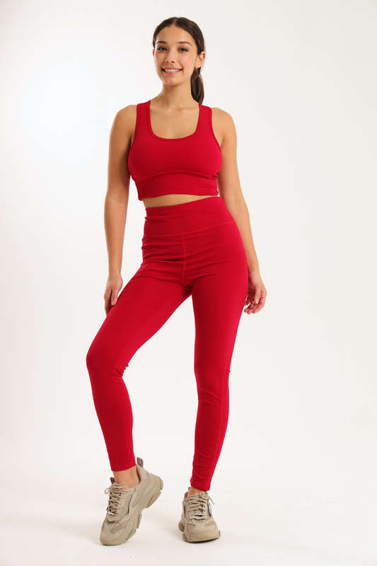 Ladies High Waisted Legging &amp; Crop Top Workout Set