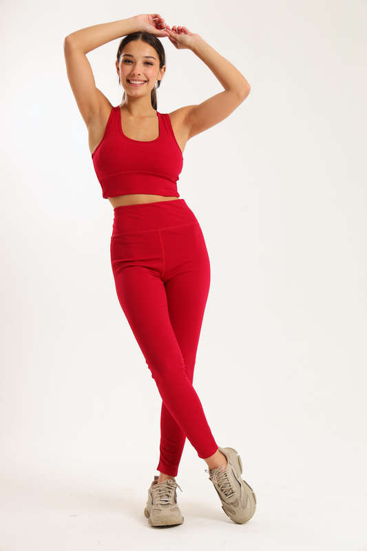 Ladies High Waisted Legging &amp; Crop Top Workout Set