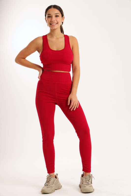 Ladies High Waisted Legging &amp; Crop Top Workout Set
