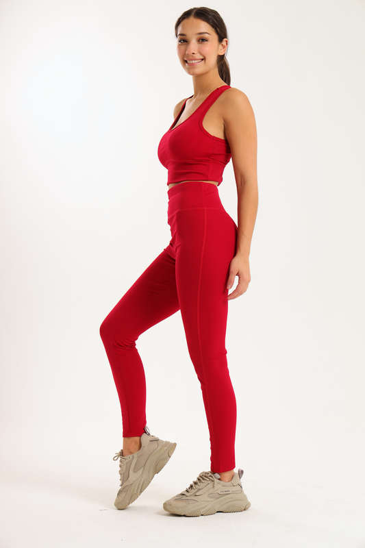 Ladies High Waisted Legging &amp; Crop Top Workout Set