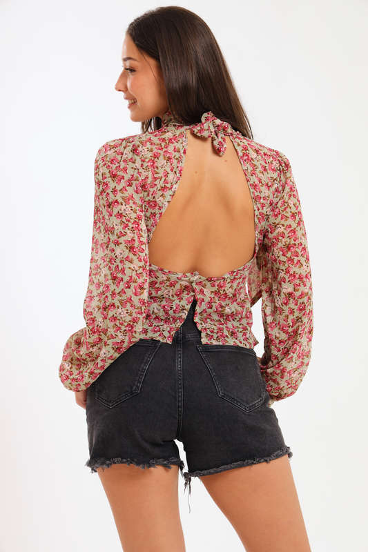 Ladies' Open Back Floral Blouse