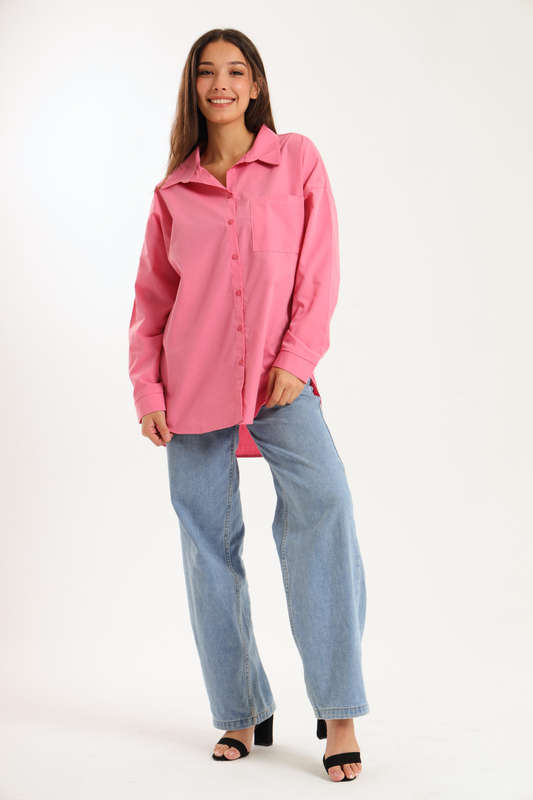 Ladies Oversized Poplin Long Sleeve Casual Shirt