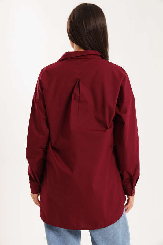 Ladies Oversized Poplin Long Sleeve Casual Shirt