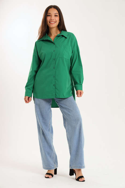 Ladies Oversized Poplin Long Sleeve Casual Shirt