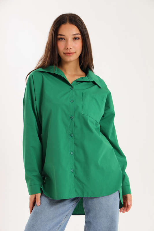 Ladies Oversized Poplin Long Sleeve Casual Shirt