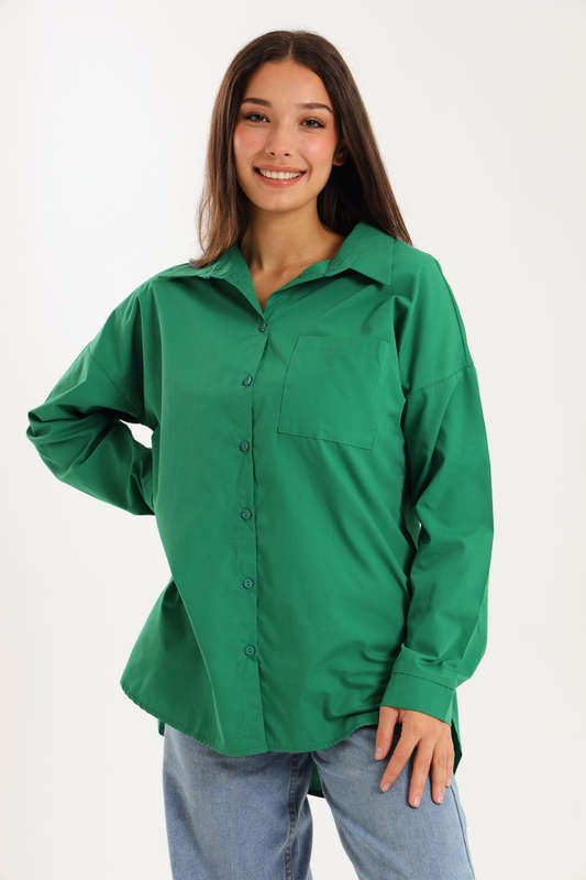 Ladies Oversized Poplin Long Sleeve Casual Shirt