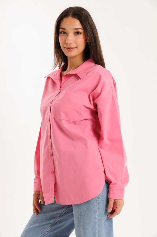 Ladies Oversized Poplin Long Sleeve Casual Shirt
