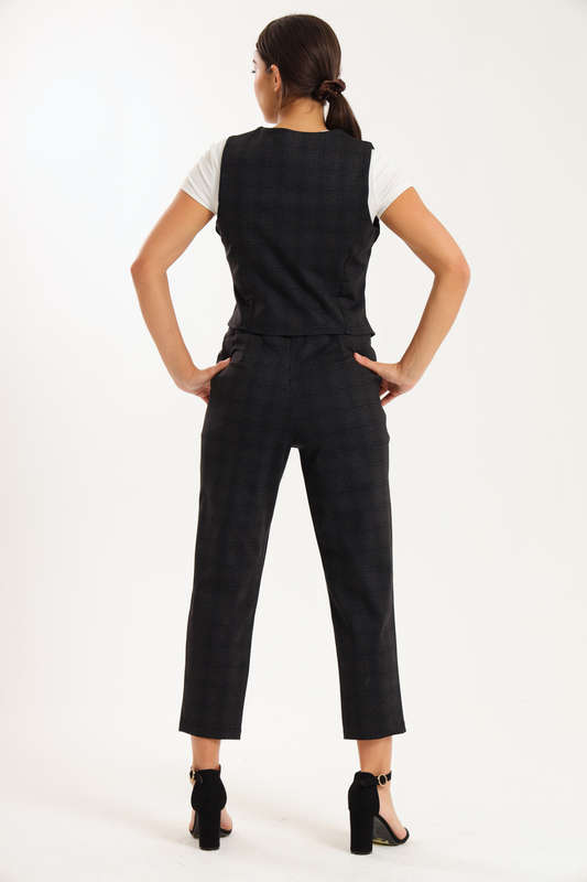 Ladies Ponti Pants &amp; Button Down Sleeveless Summer Waistcoat Blazer Set