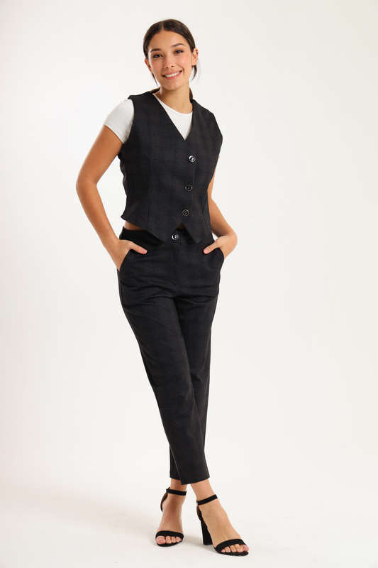 Ladies Ponti Pants &amp; Button Down Sleeveless Summer Waistcoat Blazer Set
